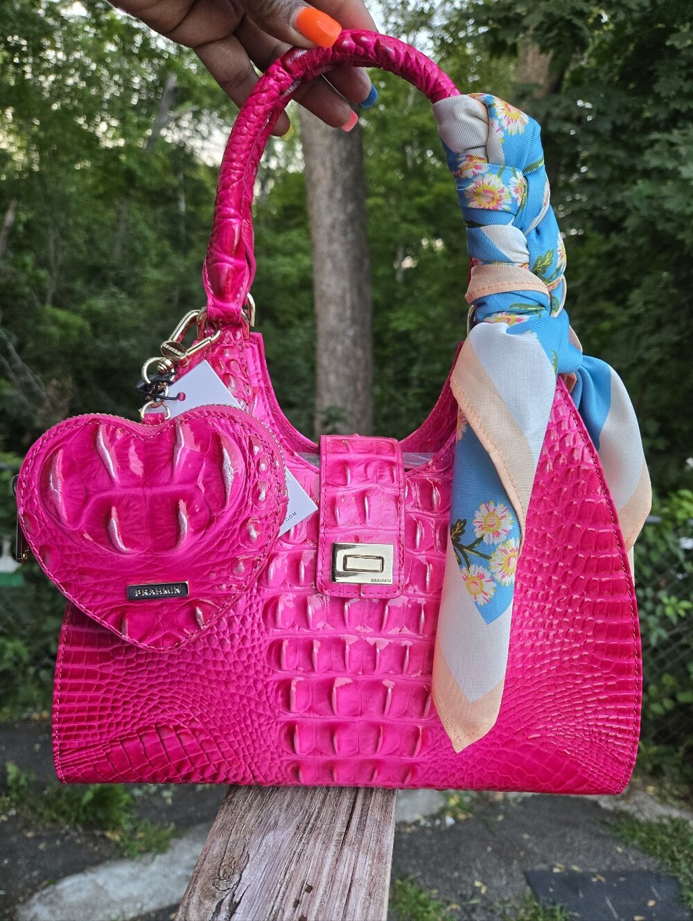 Brahmin Adrian Affection Ombré  Genuine Leather Satchel WITH ACCESSORIES NWT